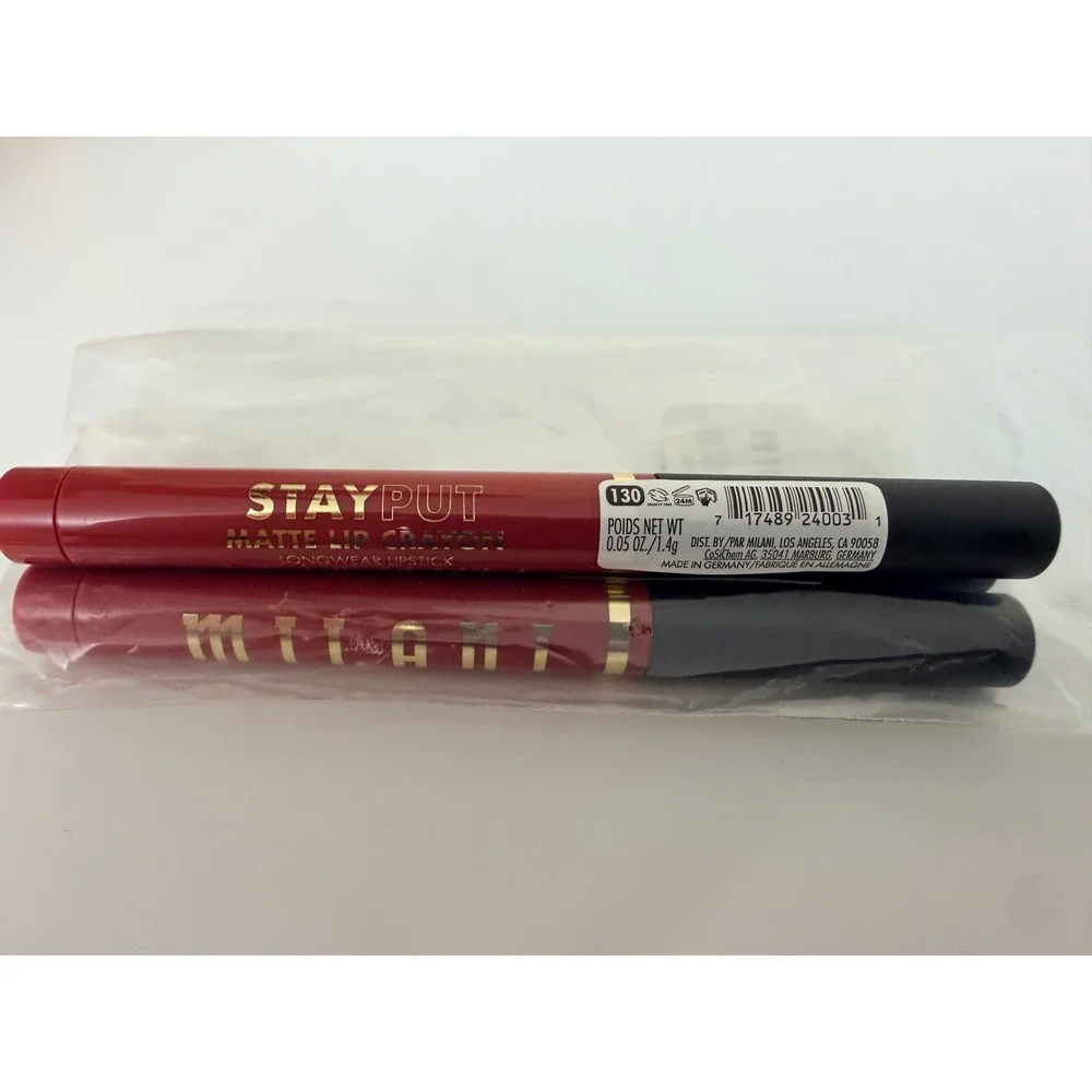 Milani Stay Put Matte Lip Crayon Lot of 3 130 Crazy For You Red NWT NEW